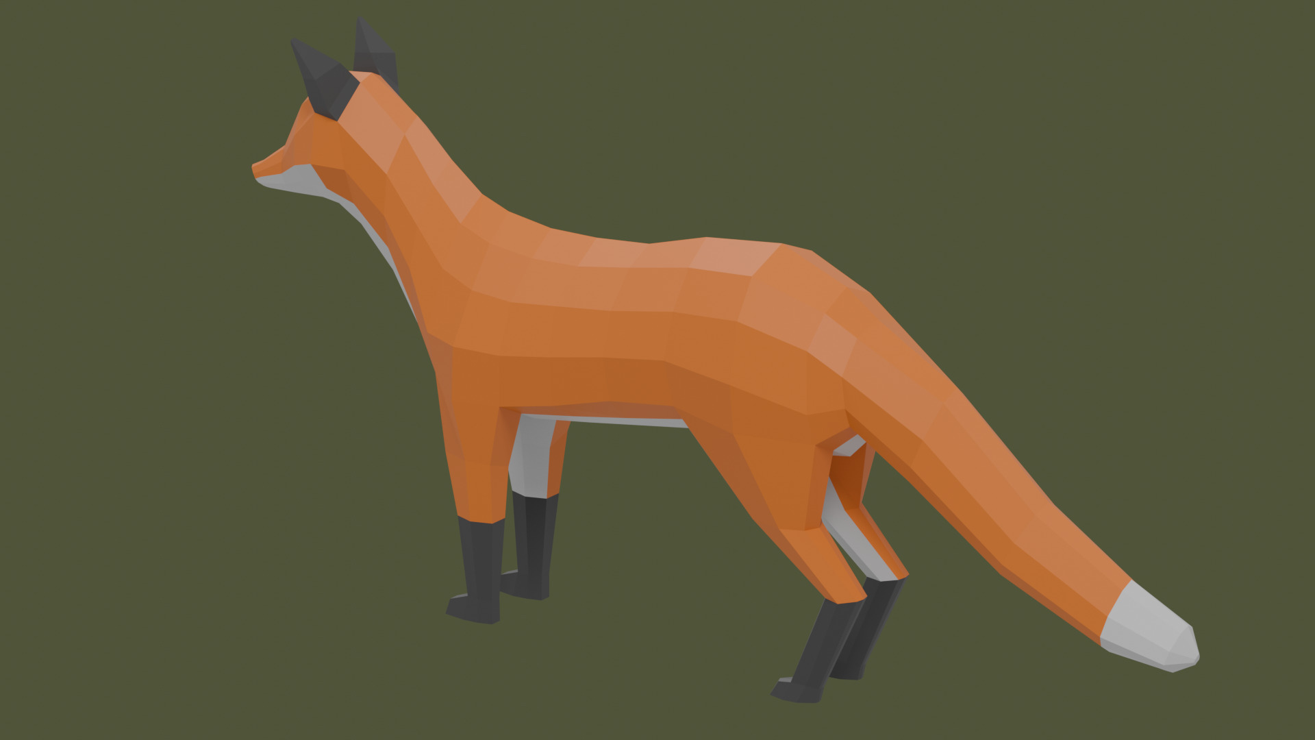 Stylized lowpoly FOX Low-poly 3D model_1