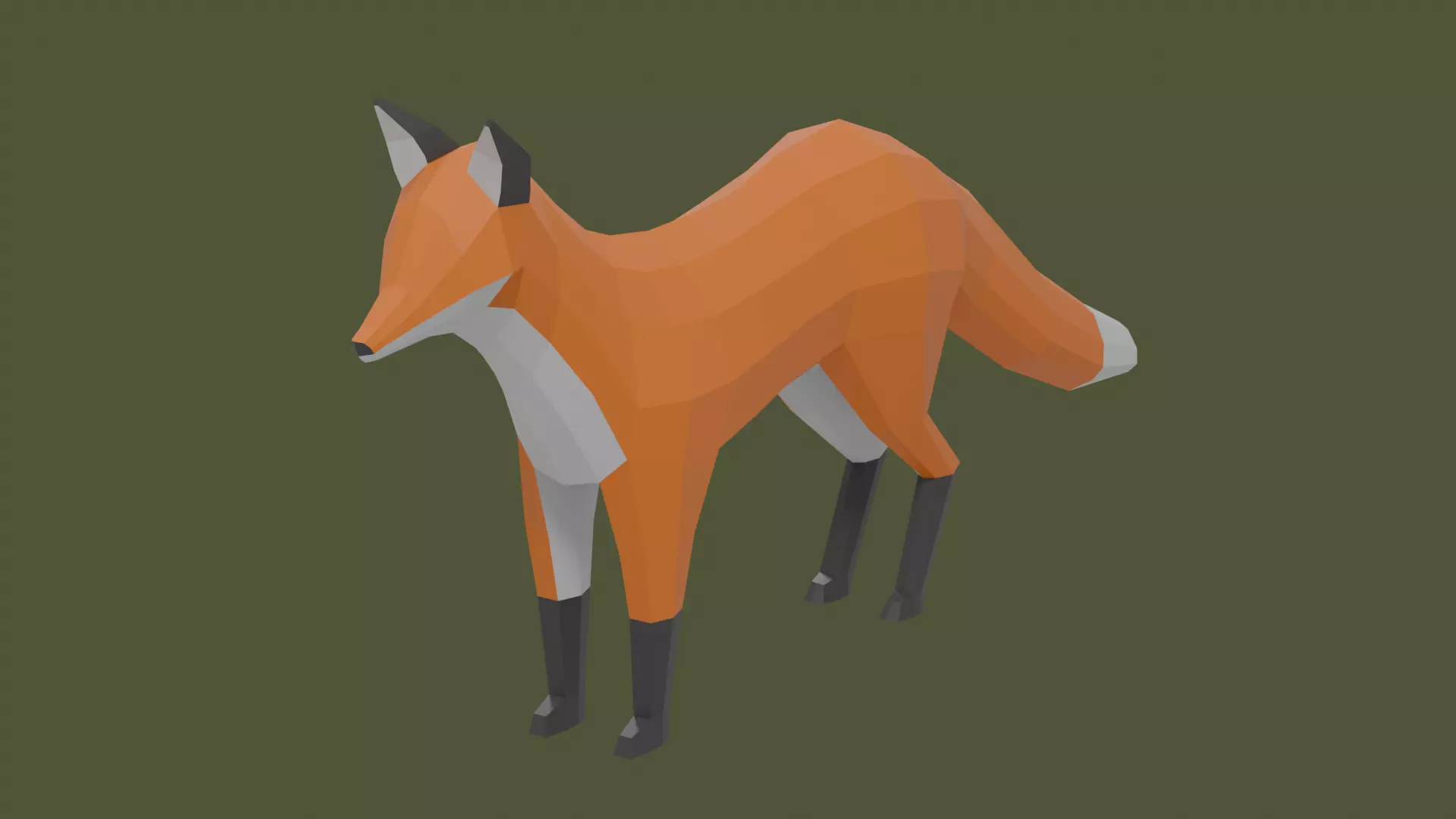 Stylized lowpoly FOX Low-poly 3D model_0