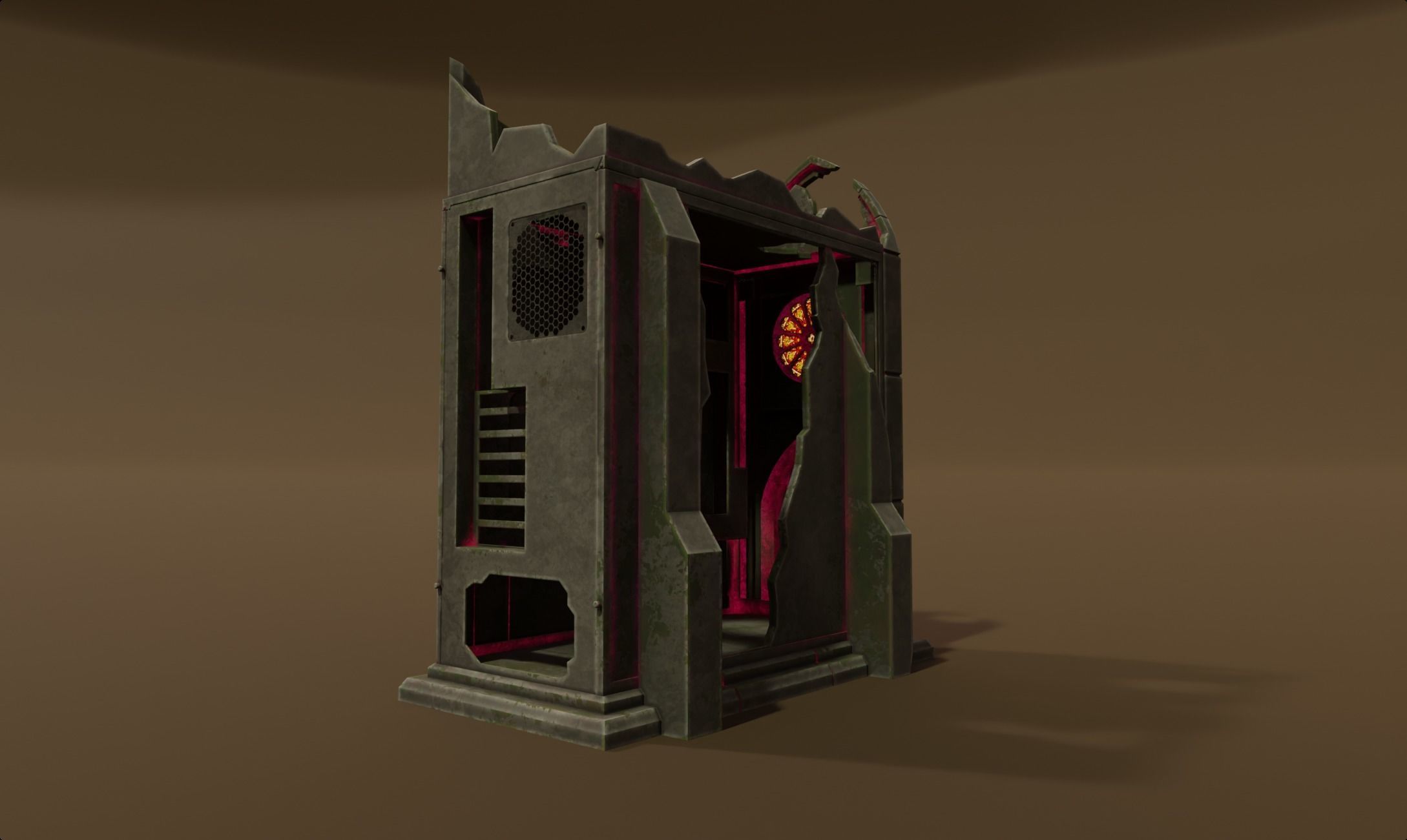 3D model custom pc case fantasy cathedral computer mod gaming gamer rgb ...