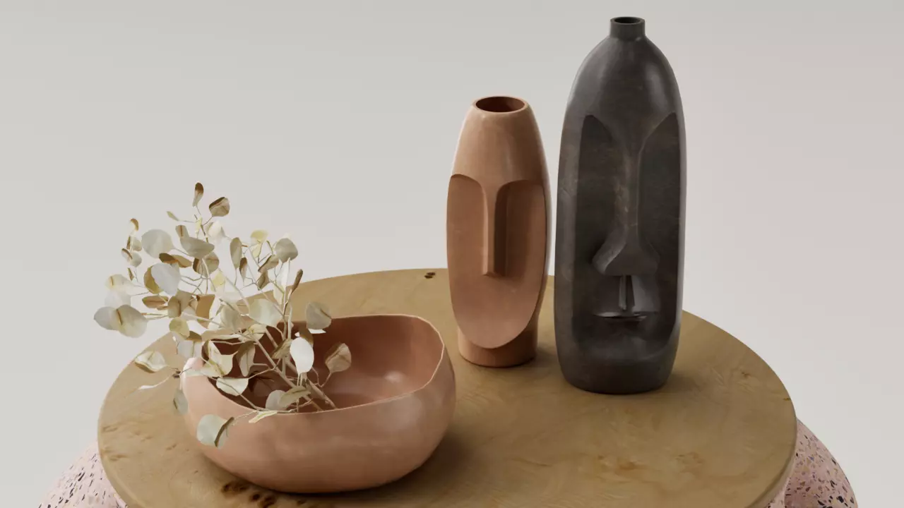 Set de Jarrones esculturas - vaso decorativo 3D print model_0