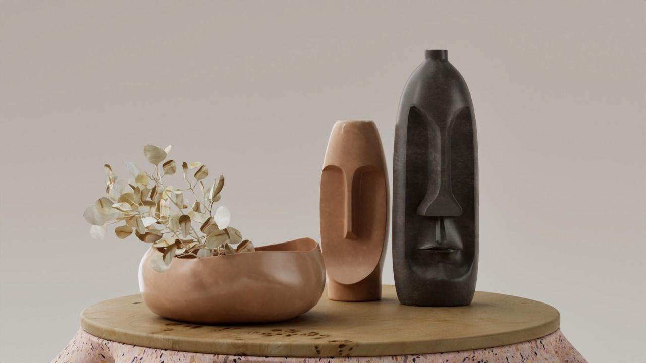 Set de Jarrones esculturas - vaso decorativo 3D print model_1