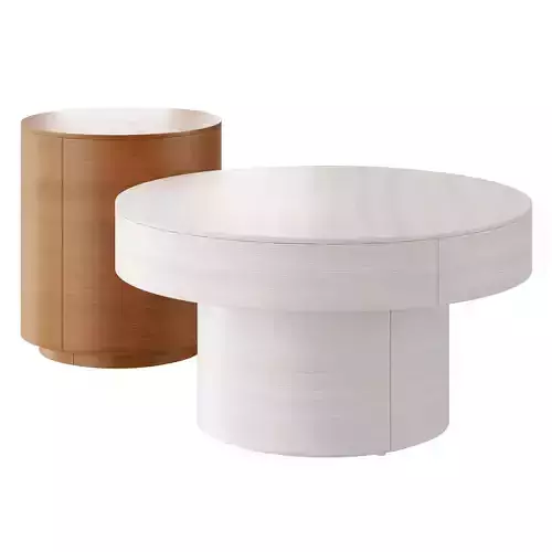 Volume Round Pedestal Coffee Table and Volume Side Table