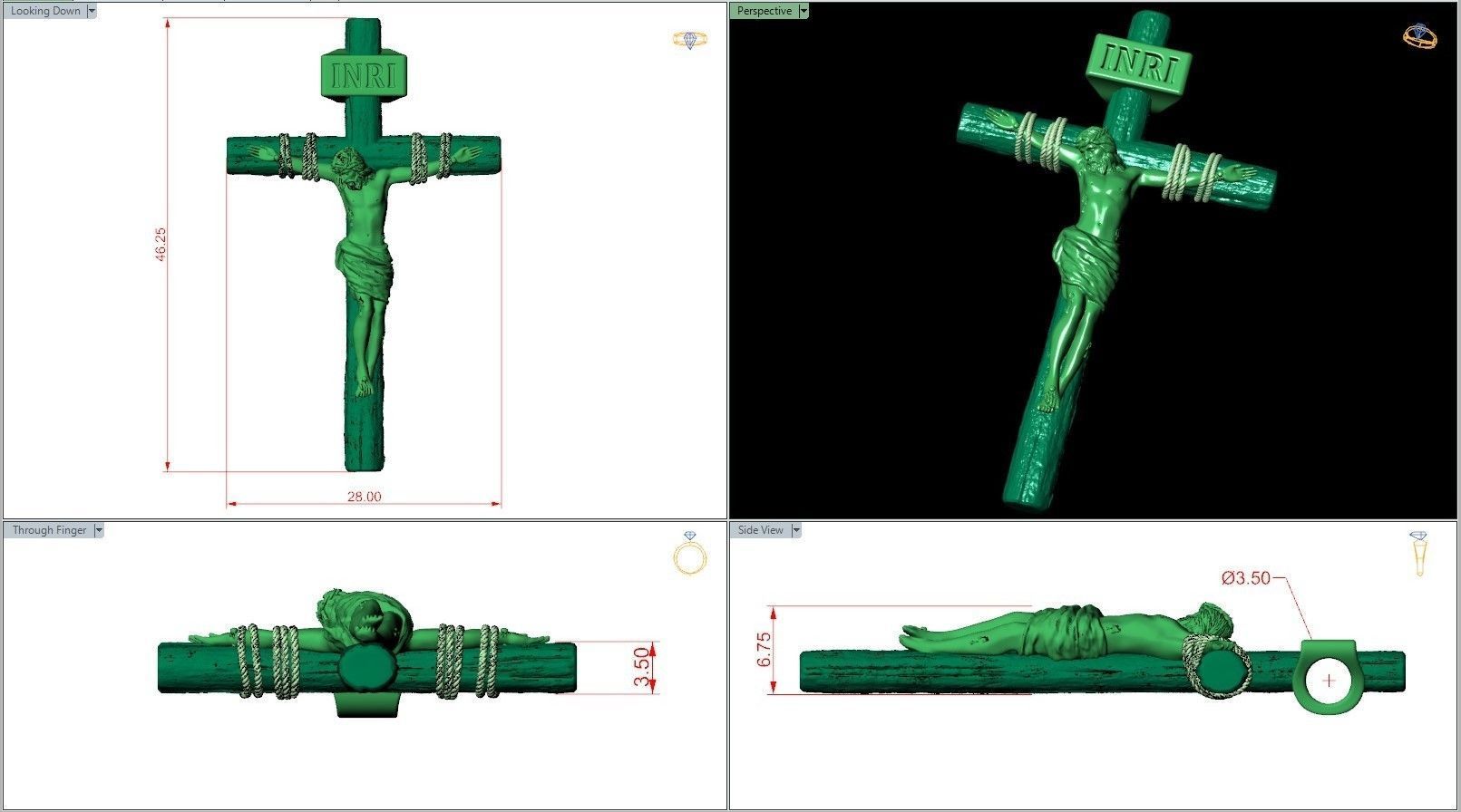 Jesus Christ Cross Christian Catholic Pendant 3D print model_7