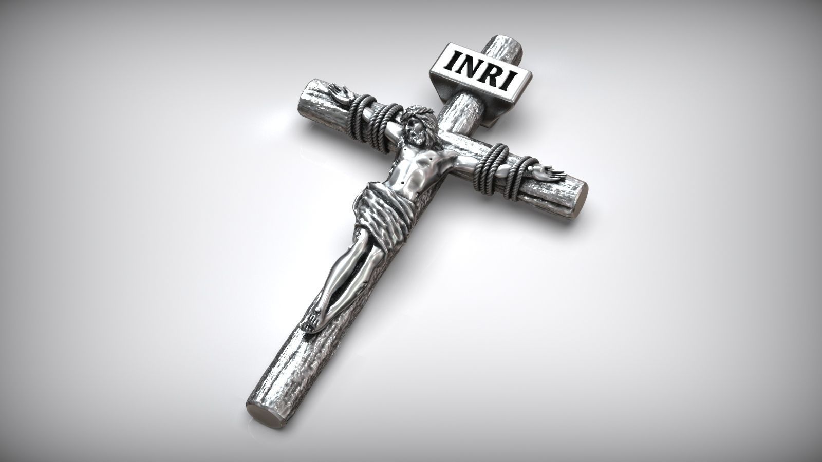 Jesus Christ Cross Christian Catholic Pendant 3D print model_3