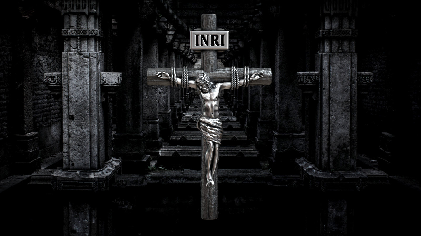 Jesus Christ Cross Christian Catholic Pendant 3D print model_6