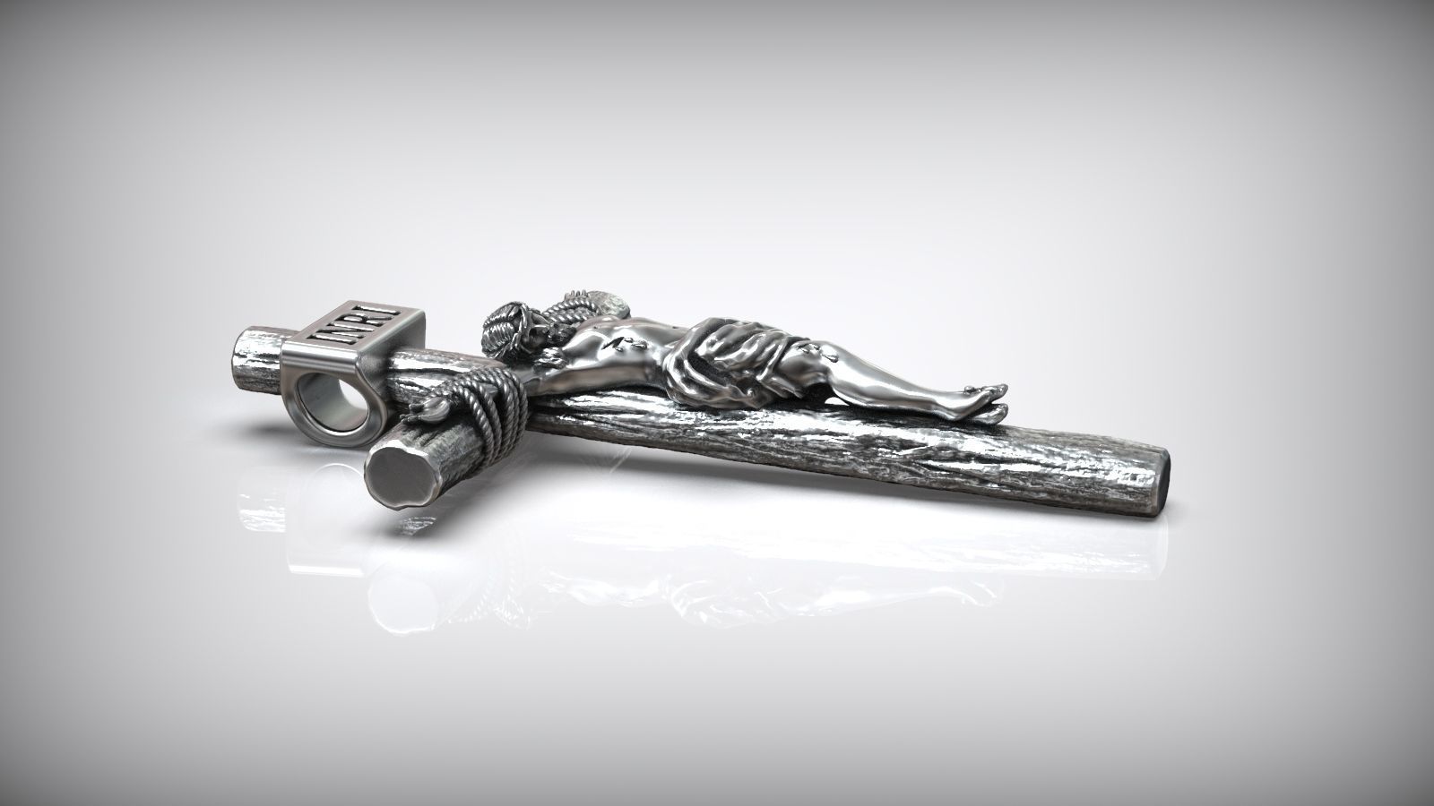 Jesus Christ Cross Christian Catholic Pendant 3D print model_4