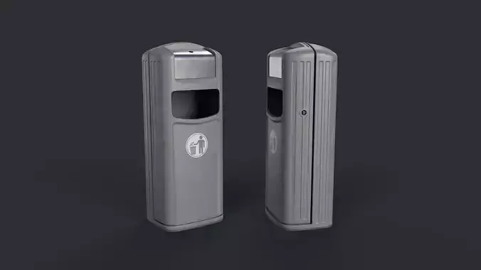 Street Trash Can 35 PBR Game Ready Low-poly 3D model