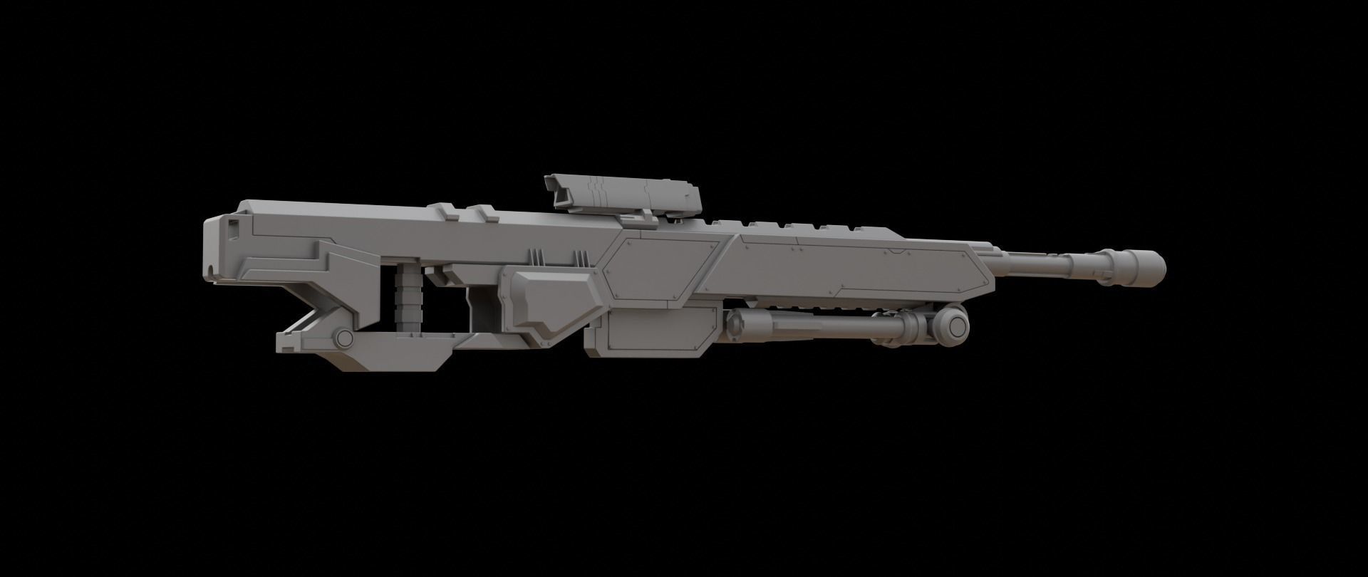 Mecha hard surface sniper rifle 3D model_11