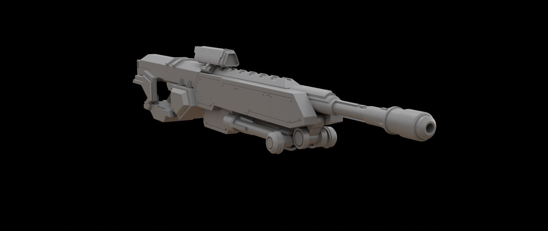 Mecha hard surface sniper rifle 3D model_3