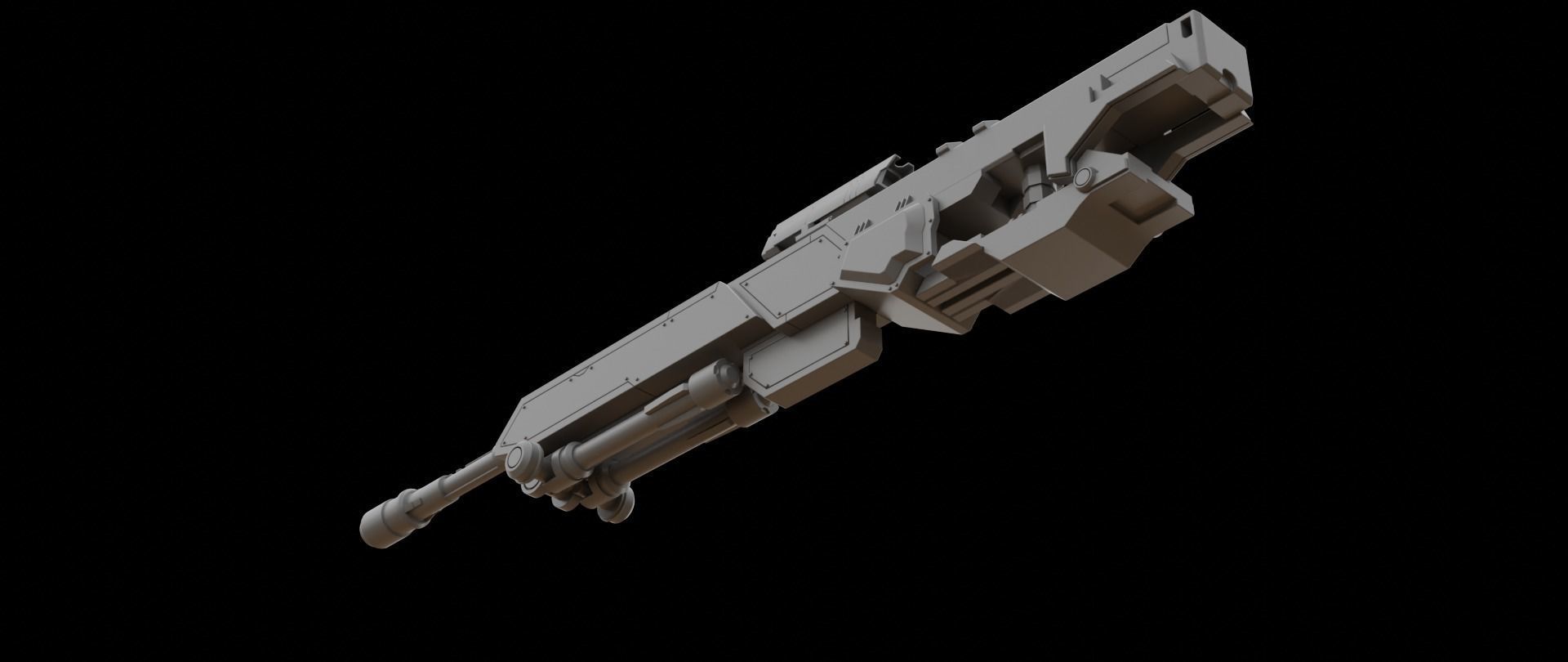 Mecha hard surface sniper rifle 3D model_12