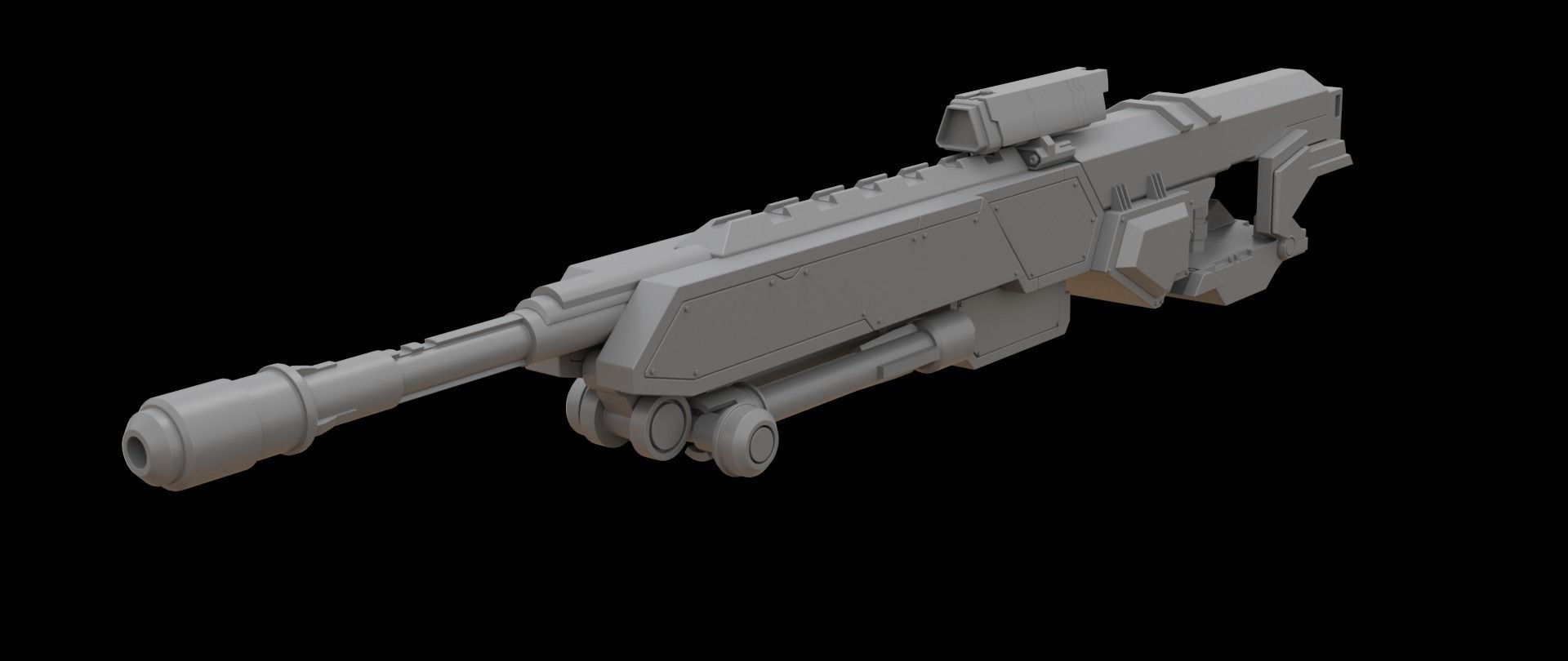 Mecha hard surface sniper rifle 3D model_2
