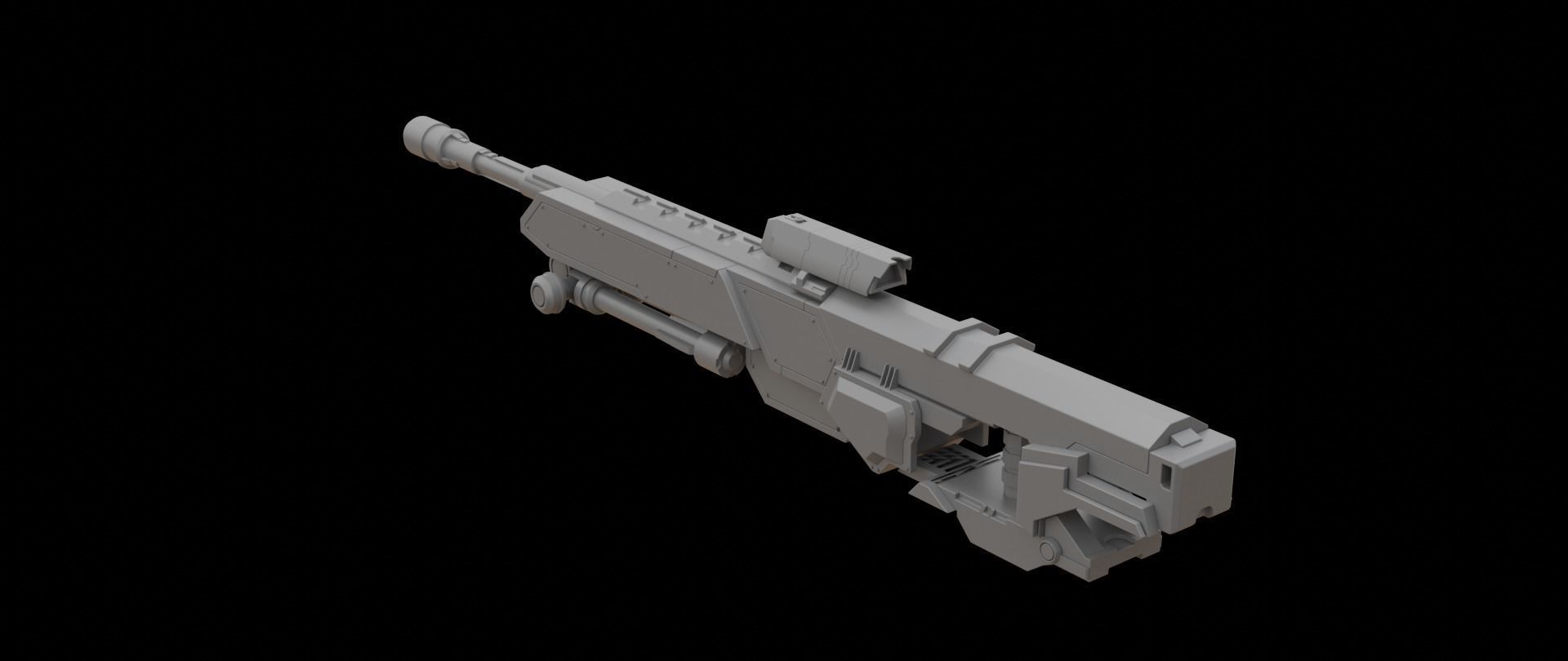 Mecha hard surface sniper rifle 3D model_14