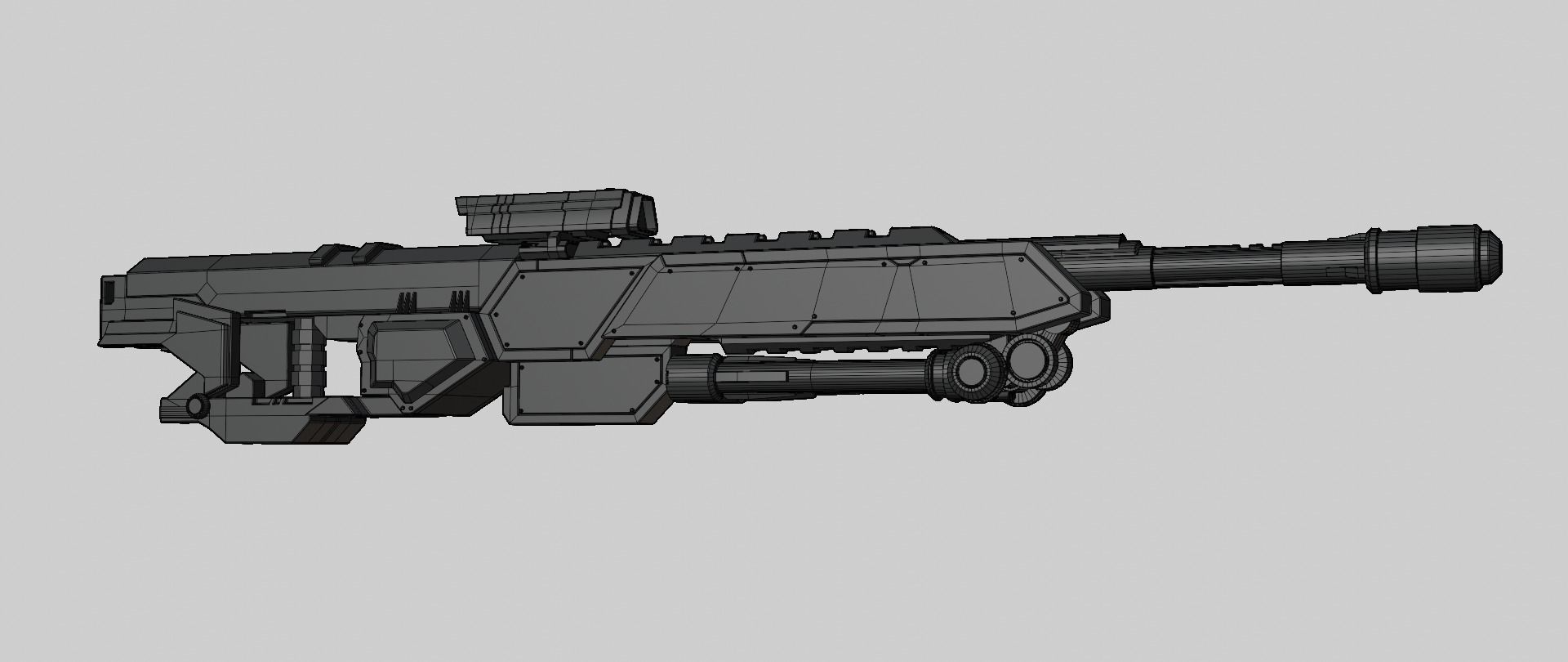 Mecha hard surface sniper rifle 3D model_17