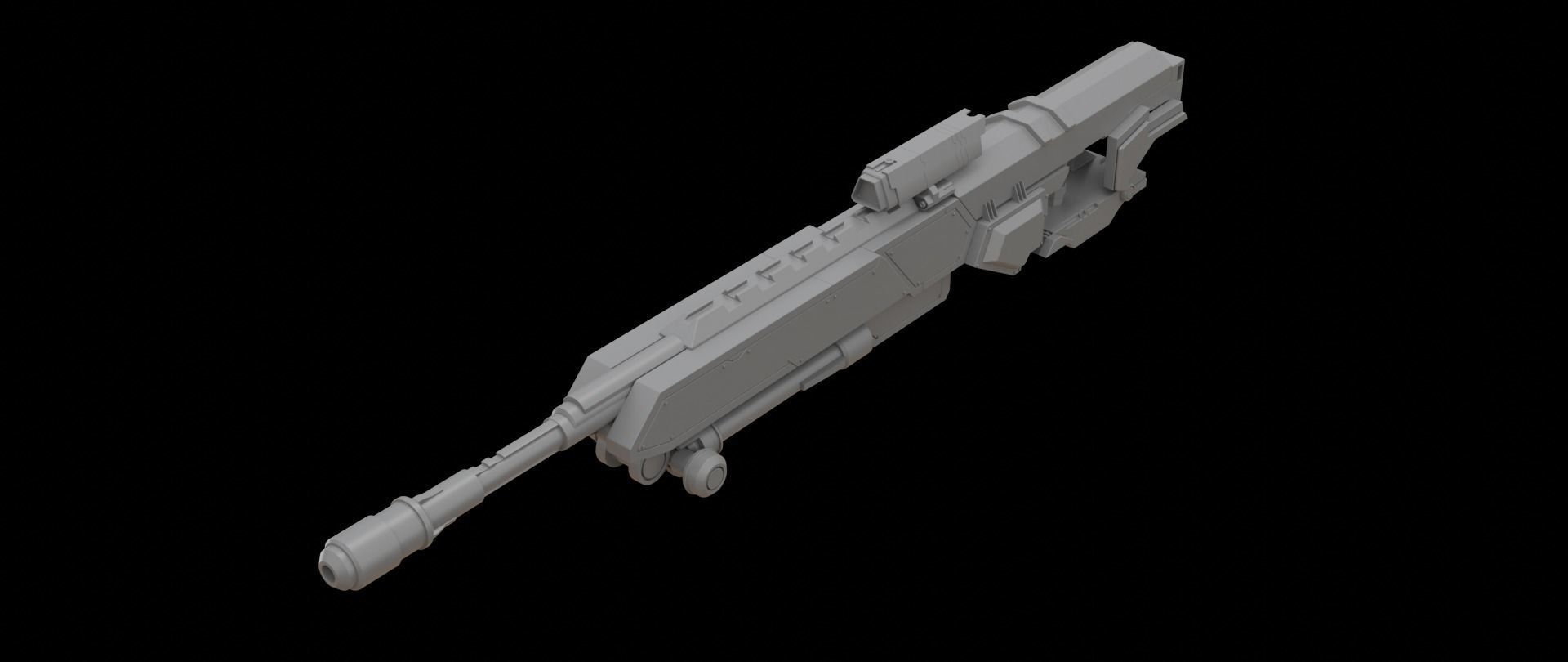 Mecha hard surface sniper rifle 3D model_6