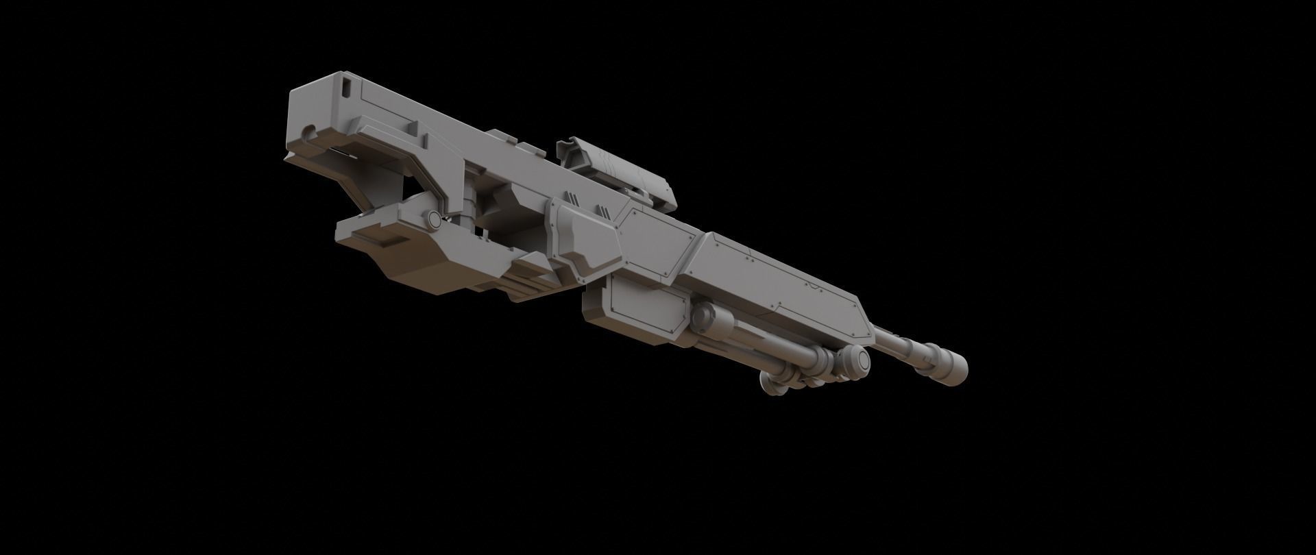 Mecha hard surface sniper rifle 3D model_13