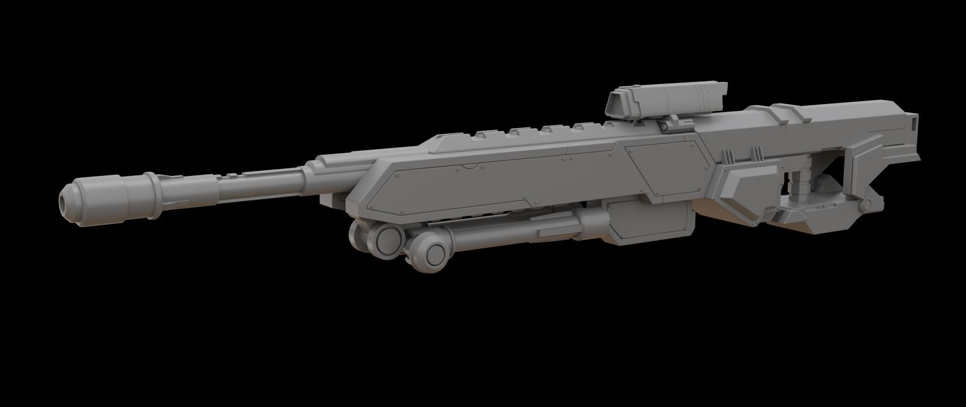 Mecha hard surface sniper rifle 3D model_1
