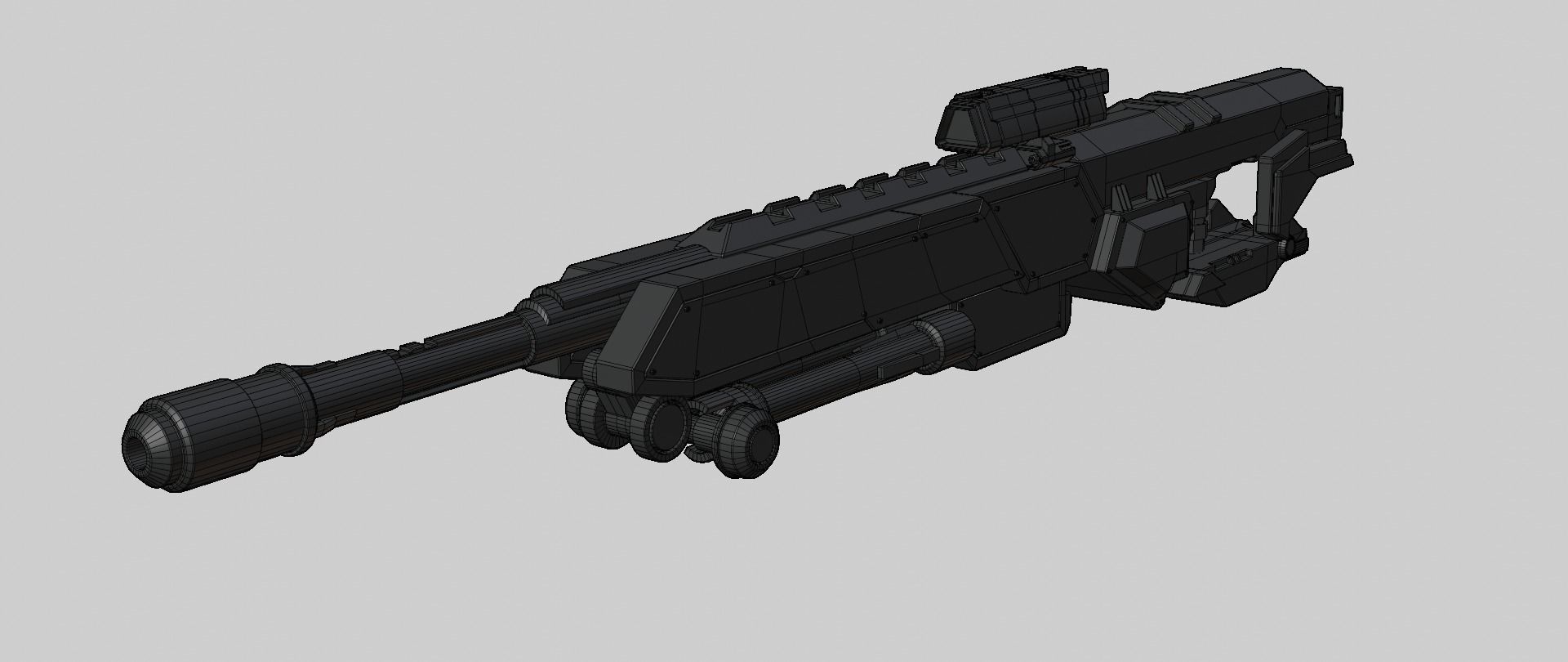 Mecha hard surface sniper rifle 3D model_15
