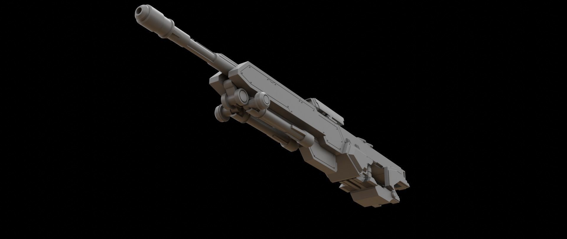 Mecha hard surface sniper rifle 3D model_7