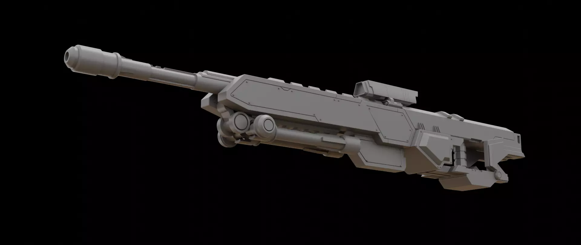 Mecha hard surface sniper rifle 3D model_0