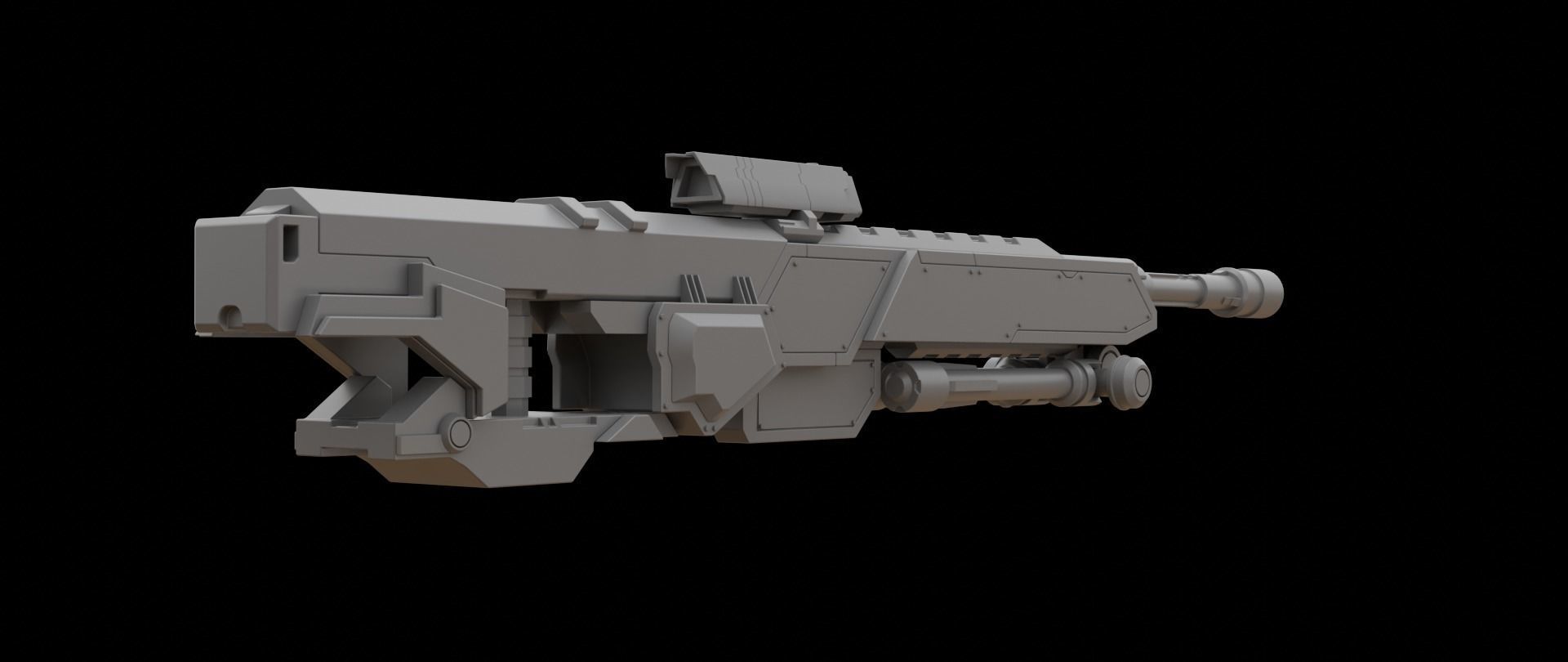 Mecha hard surface sniper rifle 3D model_8