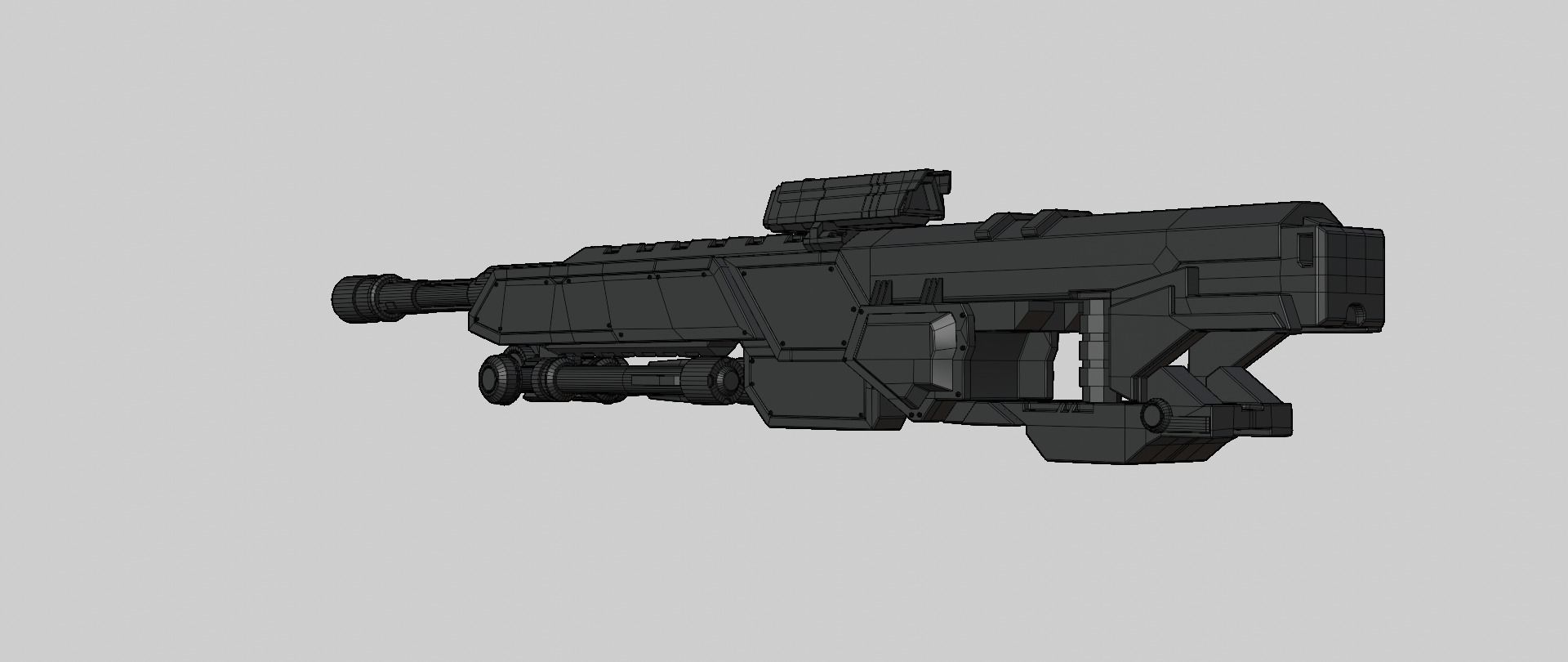 Mecha hard surface sniper rifle 3D model_19
