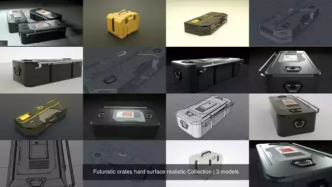 Futuristic crates hard surface realistic Collection 