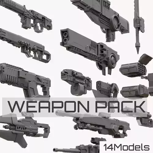 Mecha hard surface weapons collection 