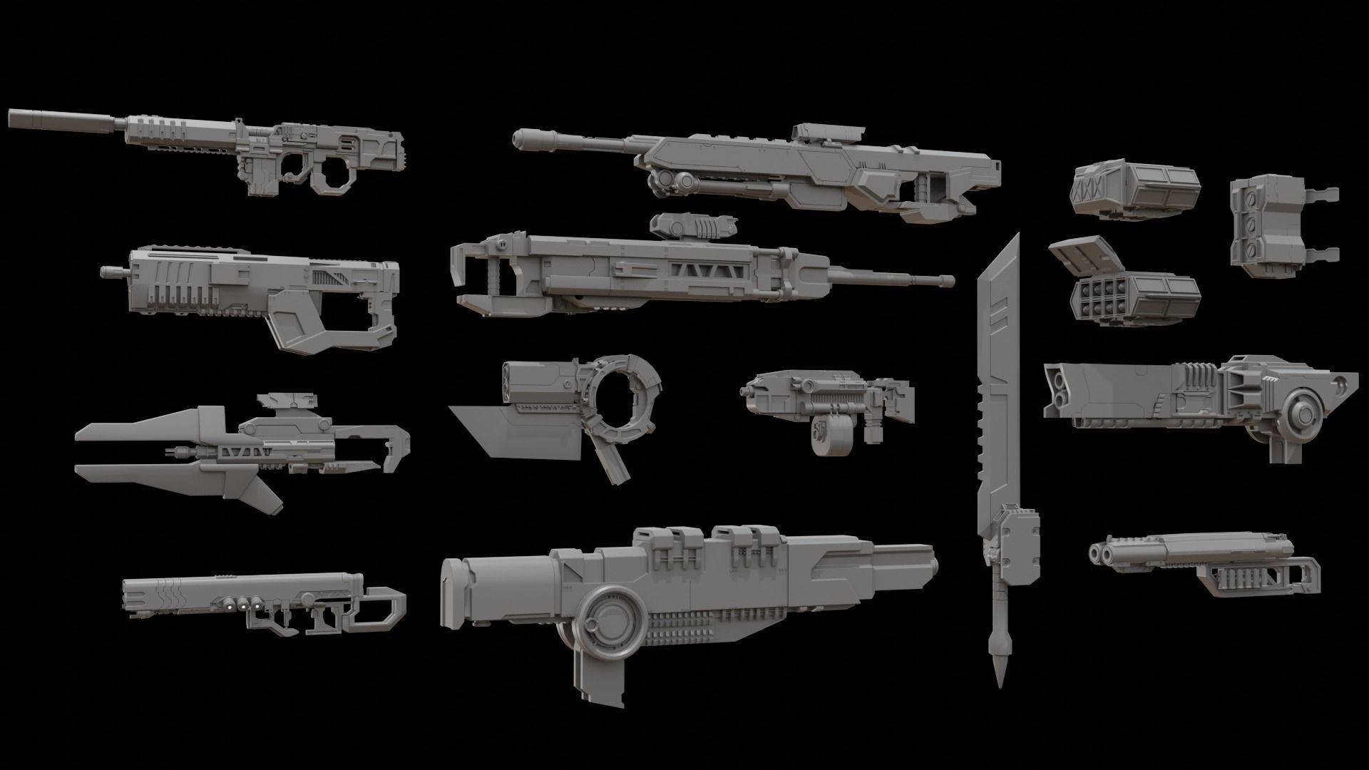 Mecha hard surface weapons collection _1