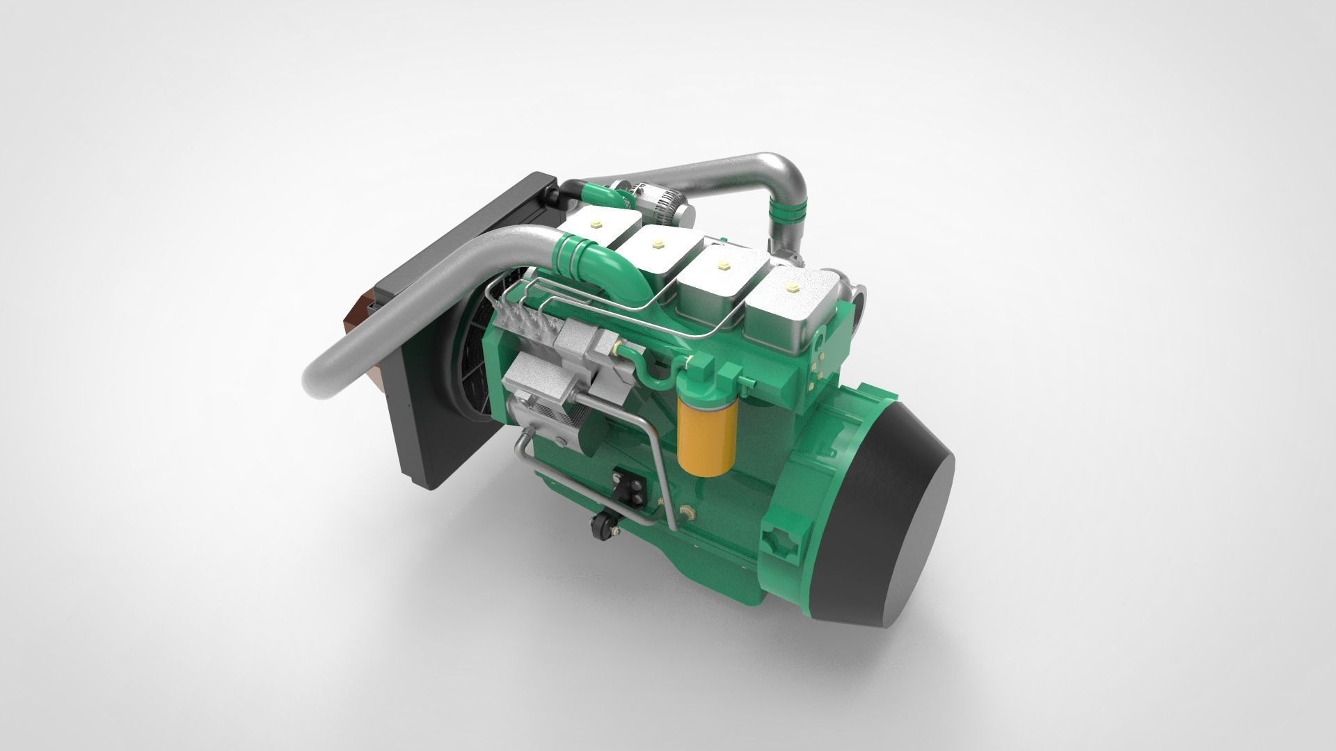 truck diesel engine Low-poly 3D model_1