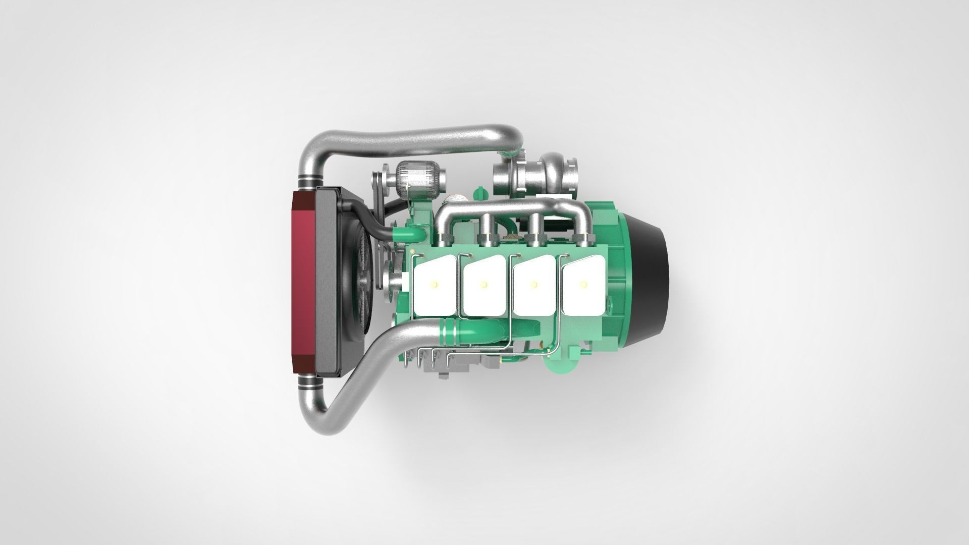 truck diesel engine Low-poly 3D model_4