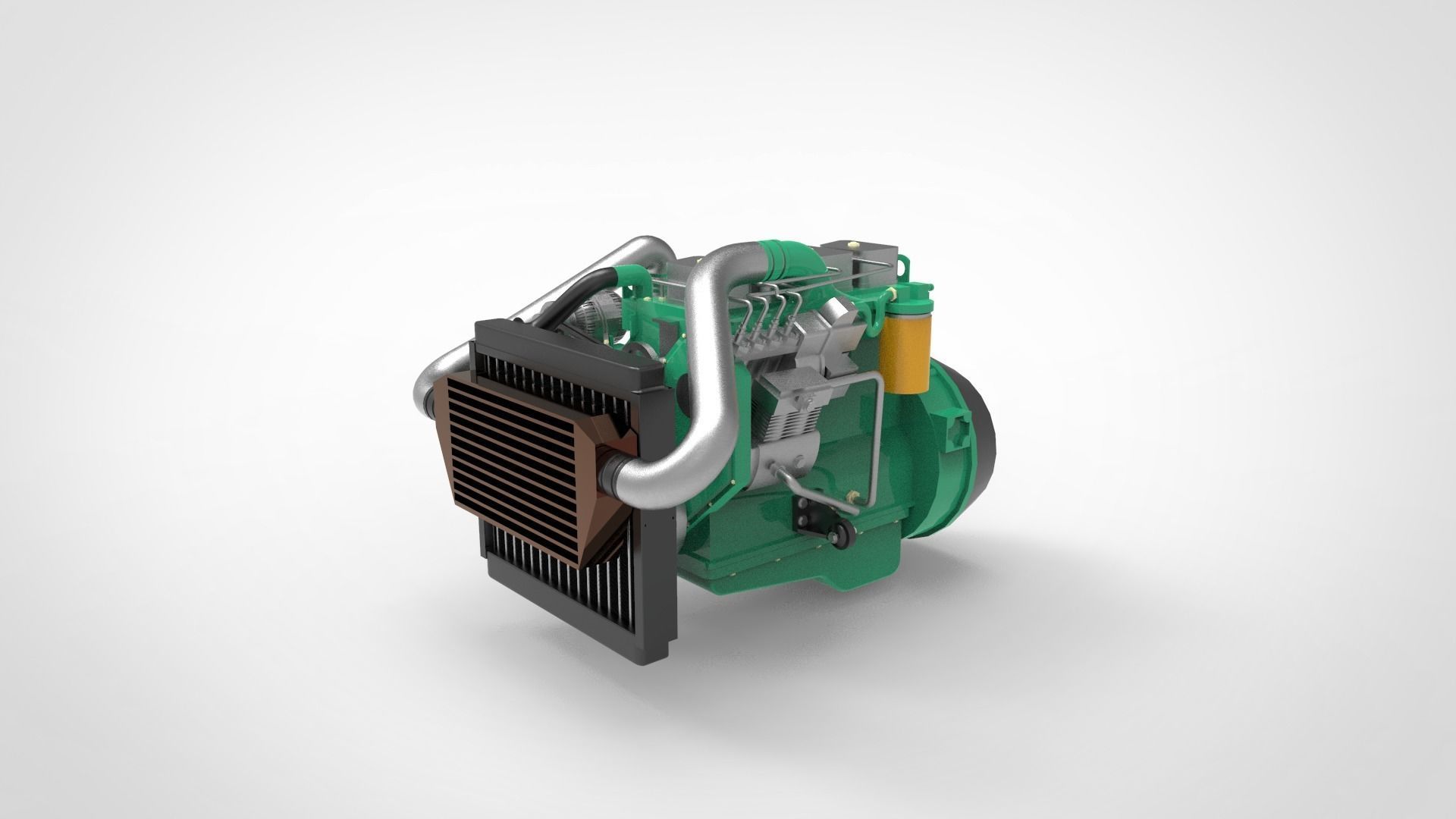 truck diesel engine Low-poly 3D model_2