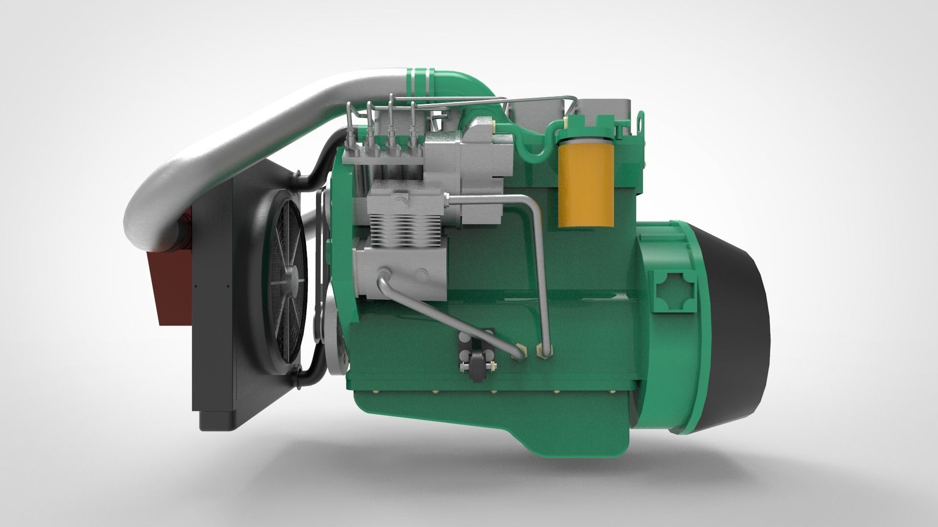 truck diesel engine Low-poly 3D model_3