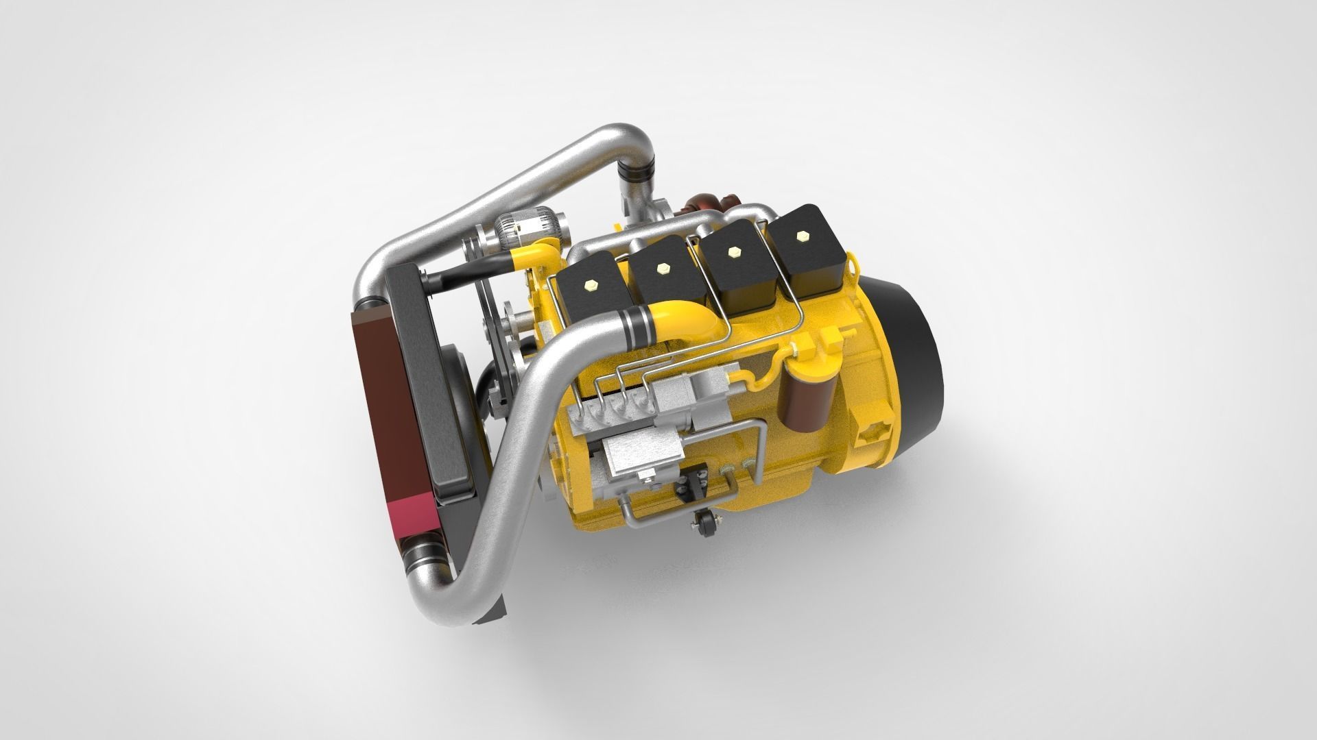 ship diesel engine Low-poly 3D model_2