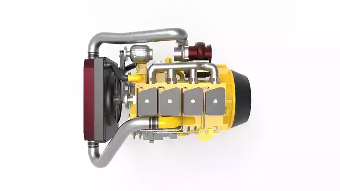 ship diesel engine Low-poly 3D model
