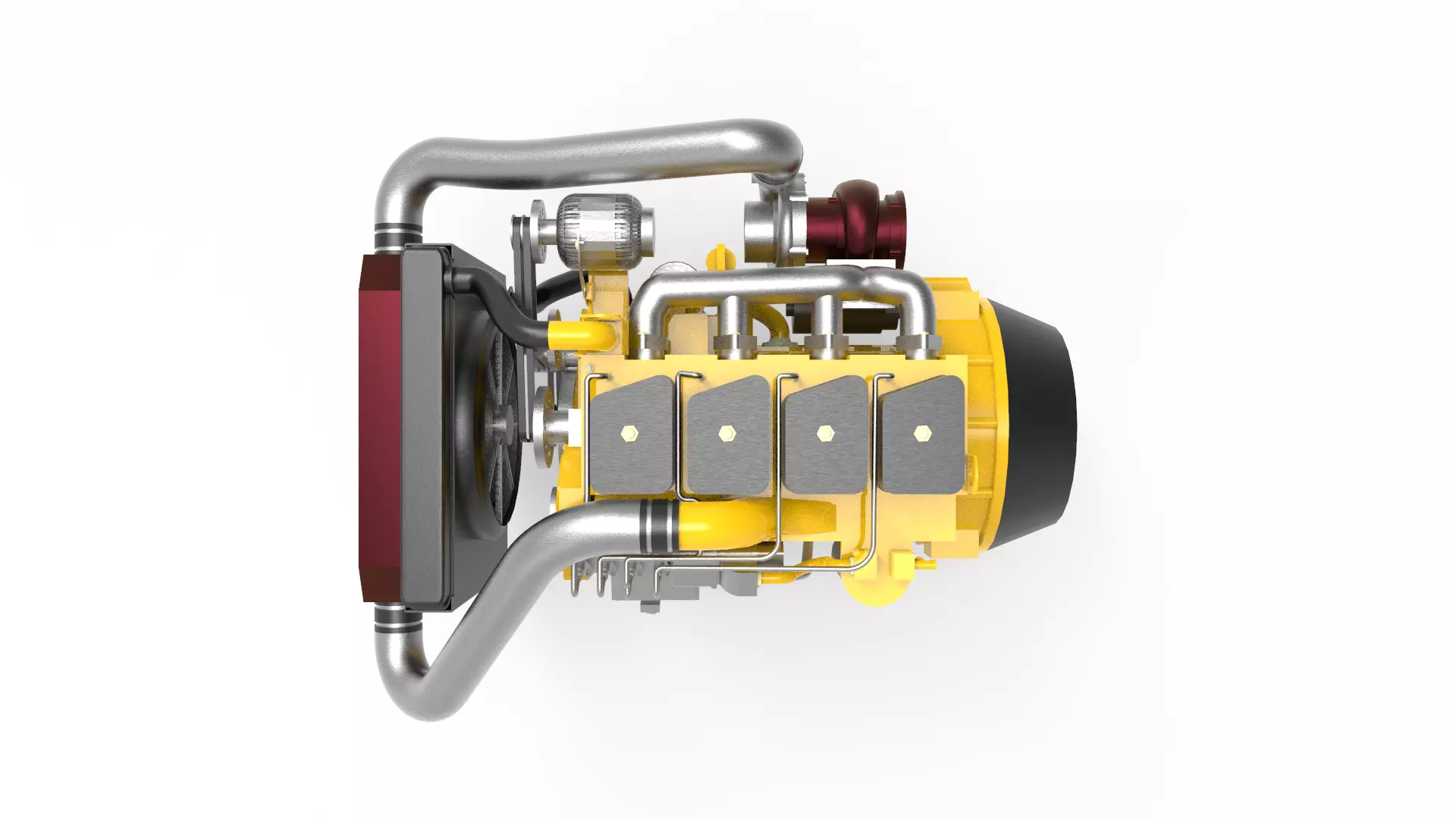 ship diesel engine Low-poly 3D model_0