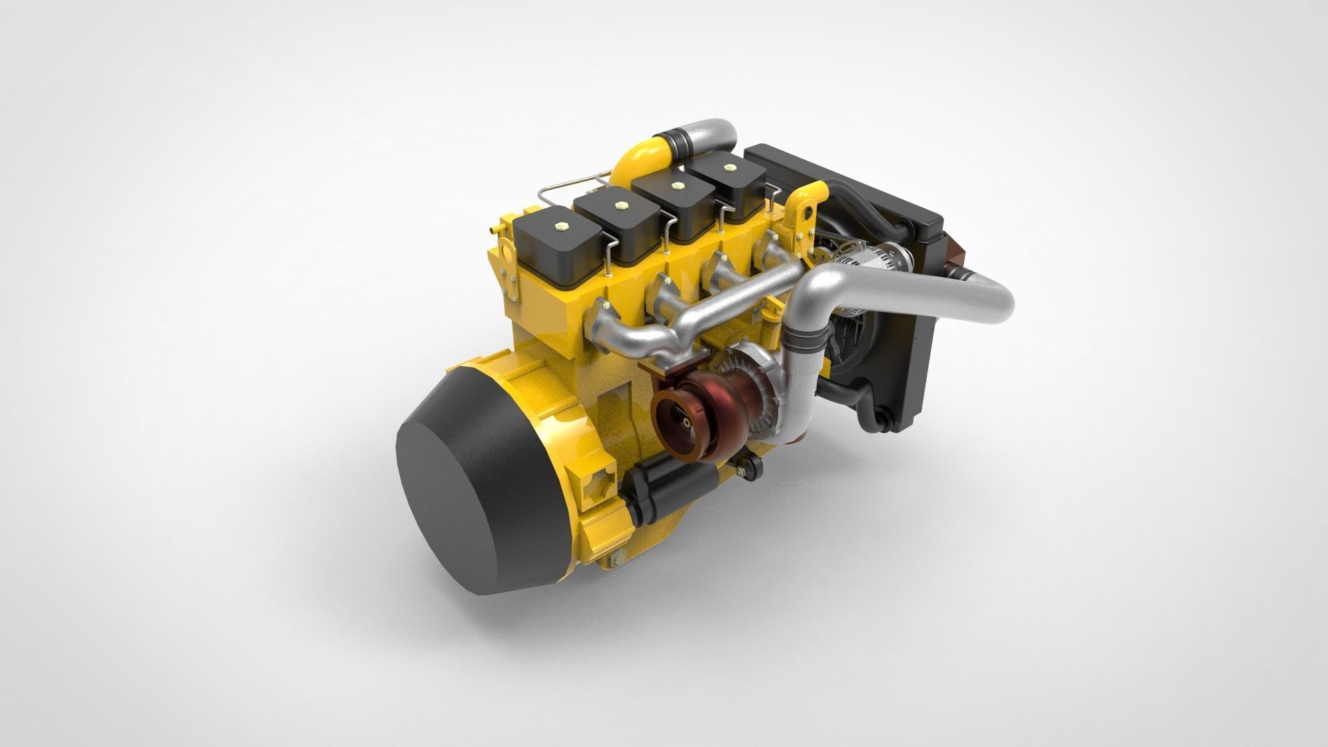 ship diesel engine Low-poly 3D model_1