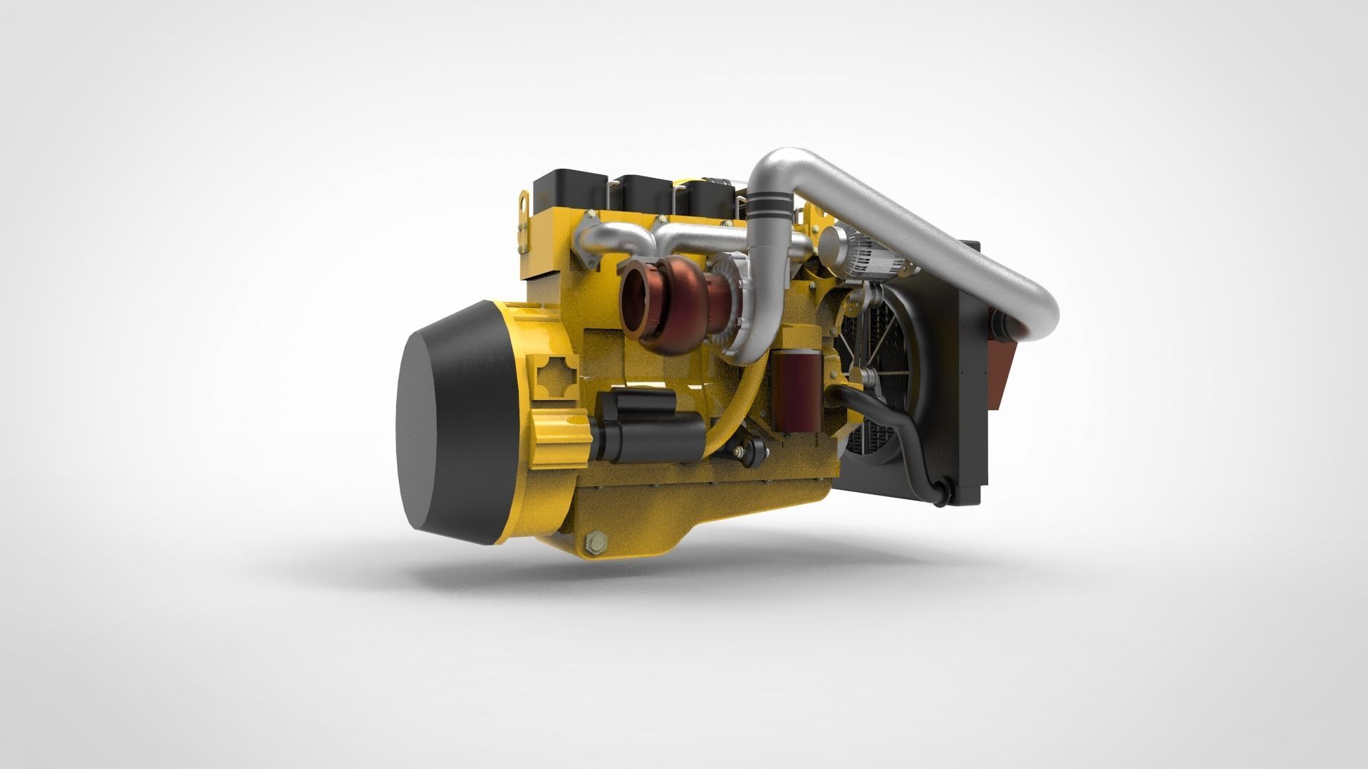 ship diesel engine Low-poly 3D model_4