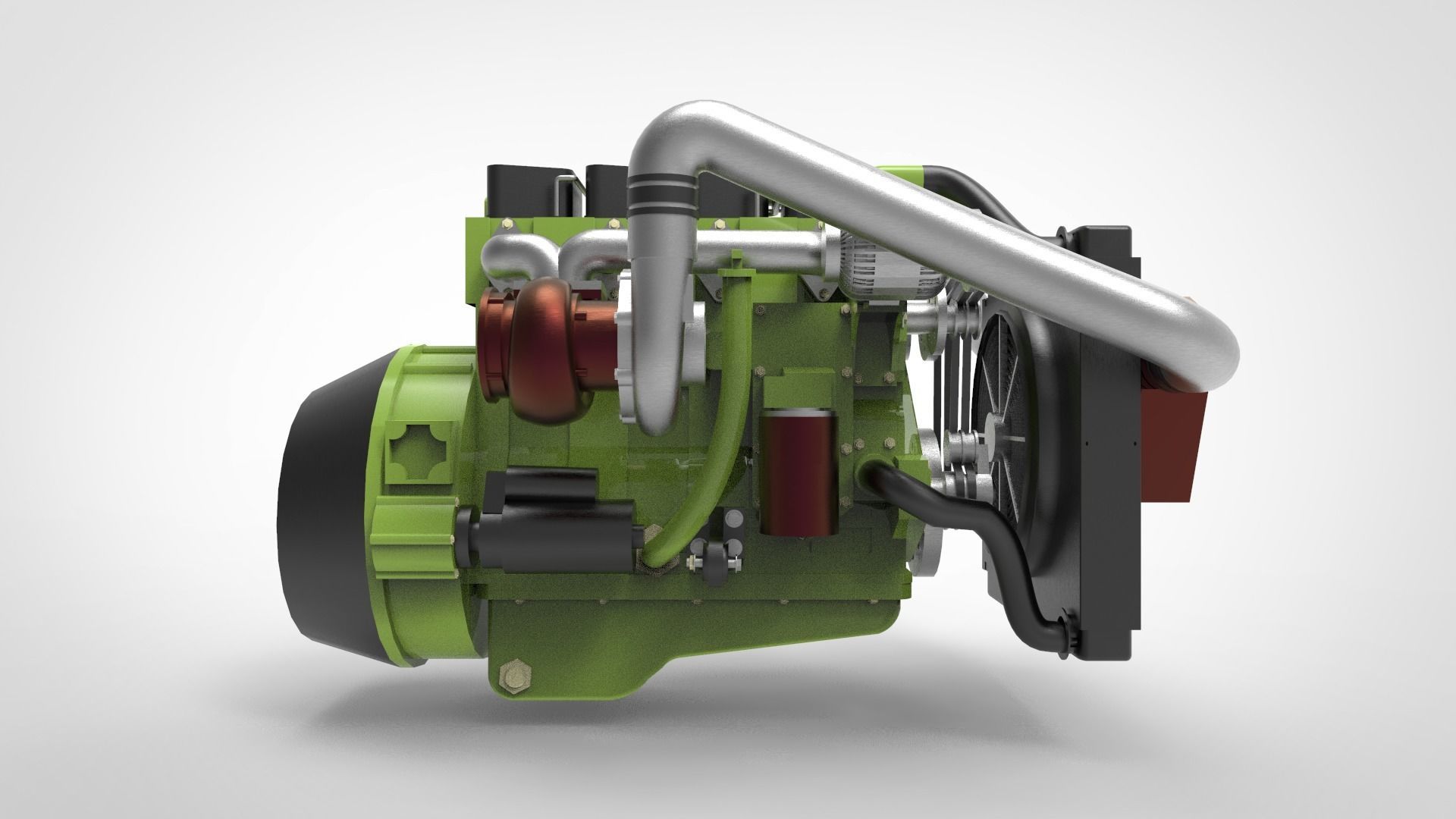 Generator Diesel engine Low-poly 3D model_1