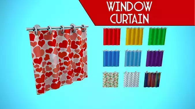 WINDOW CURTAIN DIFFERENT TEXTURES CARTOON STYLIZED