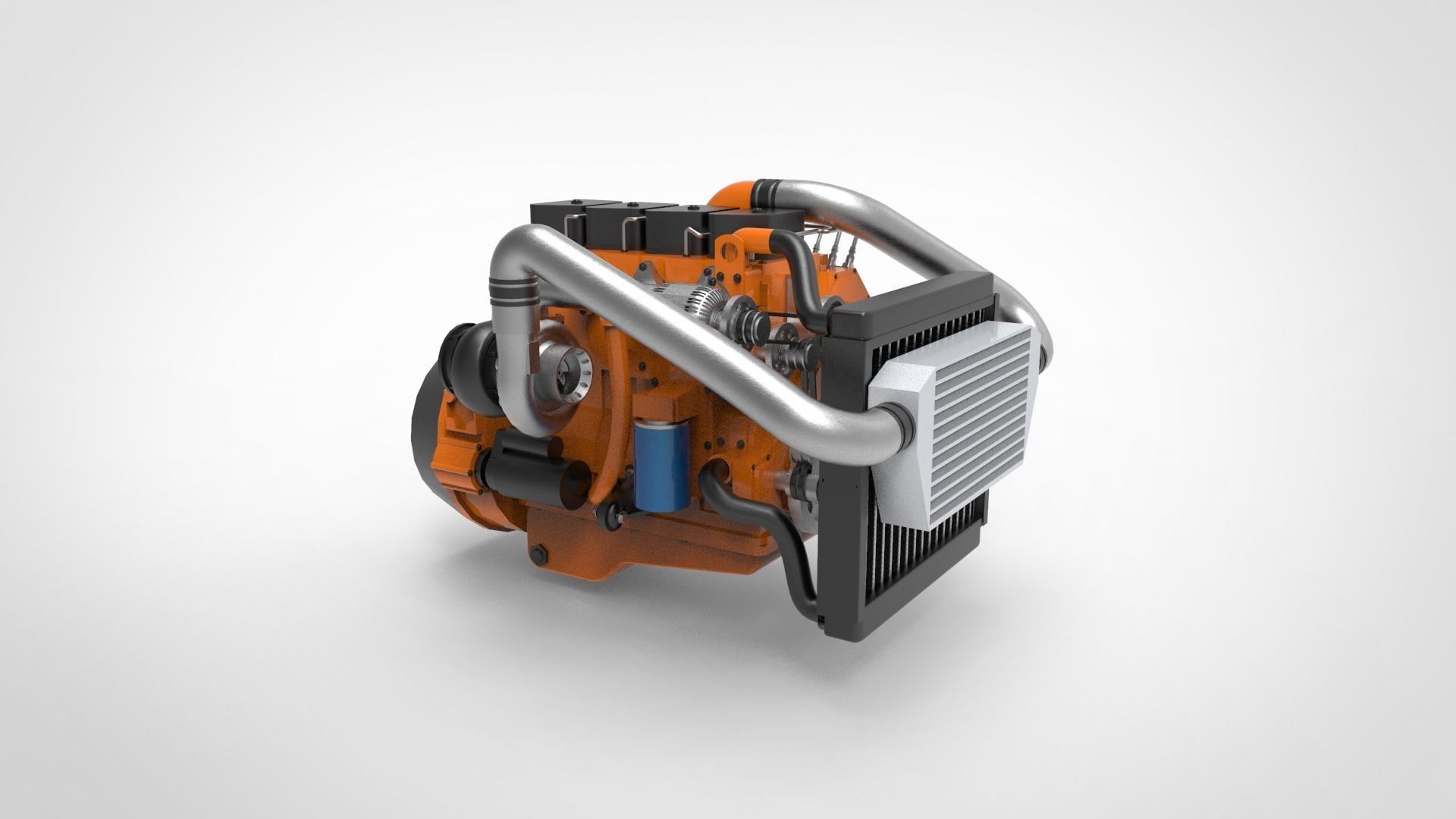 Agriculture diesel engine 3D model_4