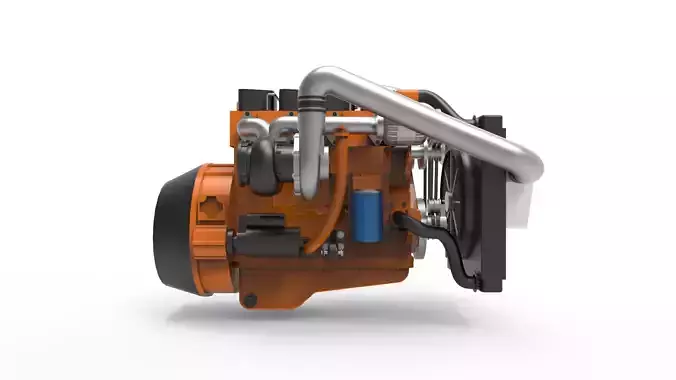 Agriculture diesel engine 3D model