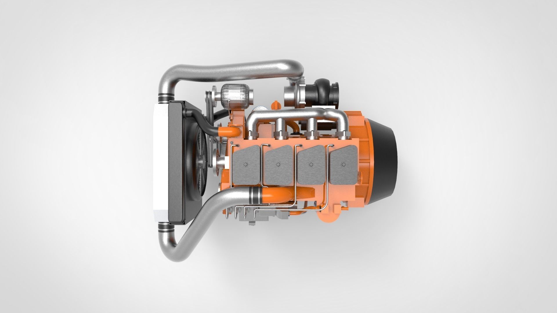 Agriculture diesel engine 3D model_2