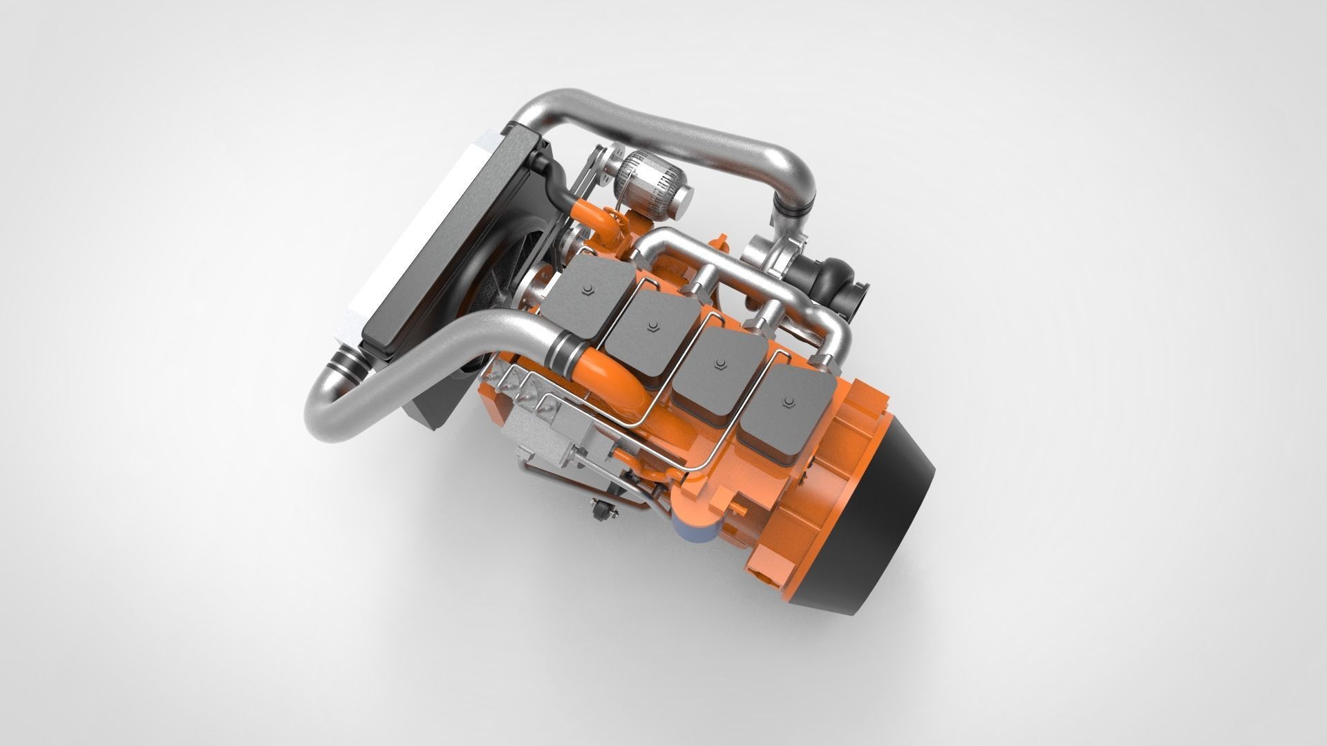 Agriculture diesel engine 3D model_1