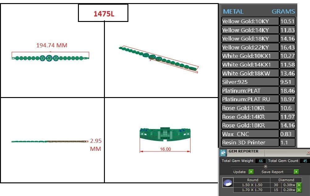 Diamond Bracelet 3D print model  3D print model_3