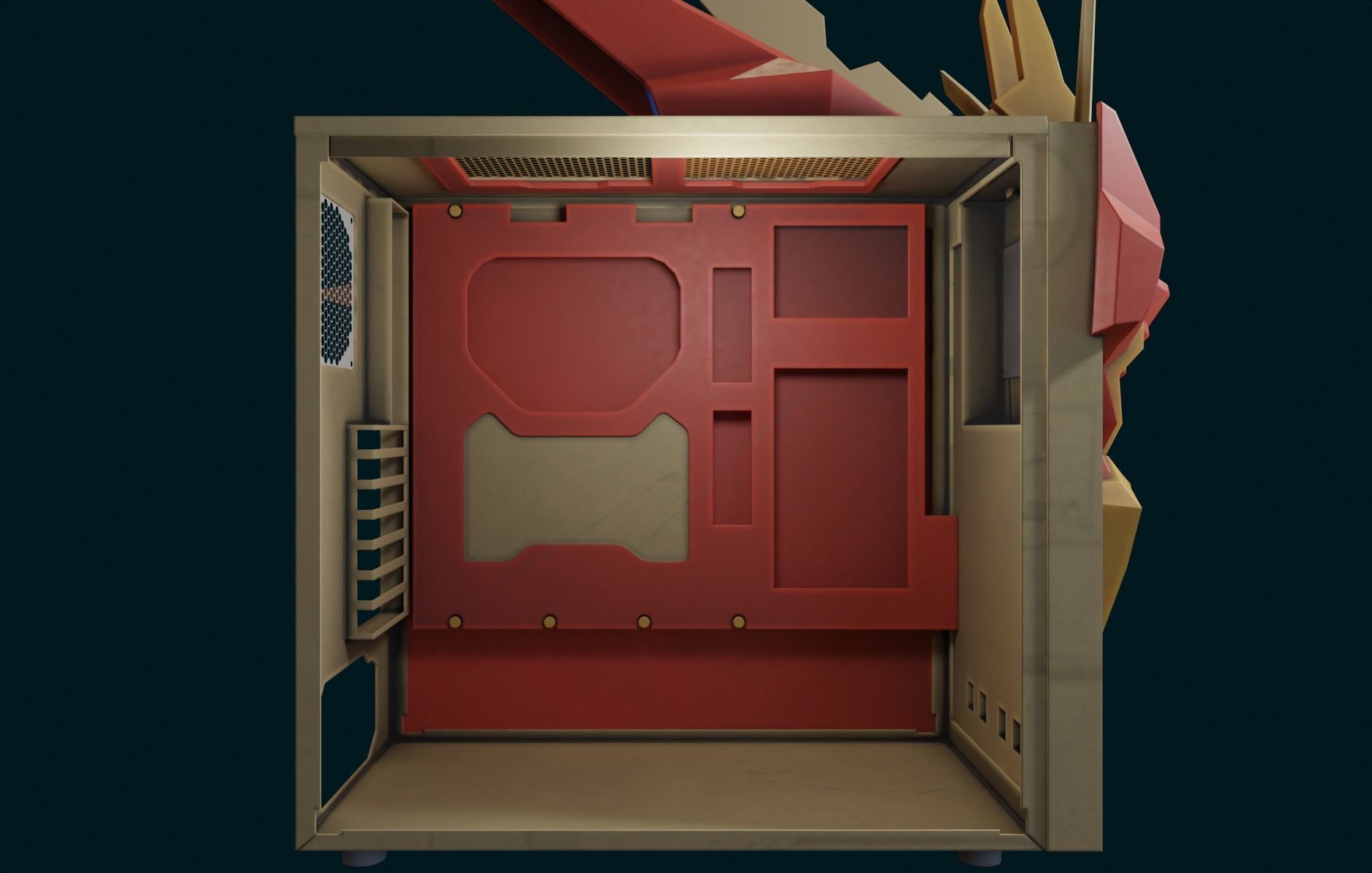 Custom pc case gundam mech cyber style computer lowpoly rgb Low-poly 3D model_8