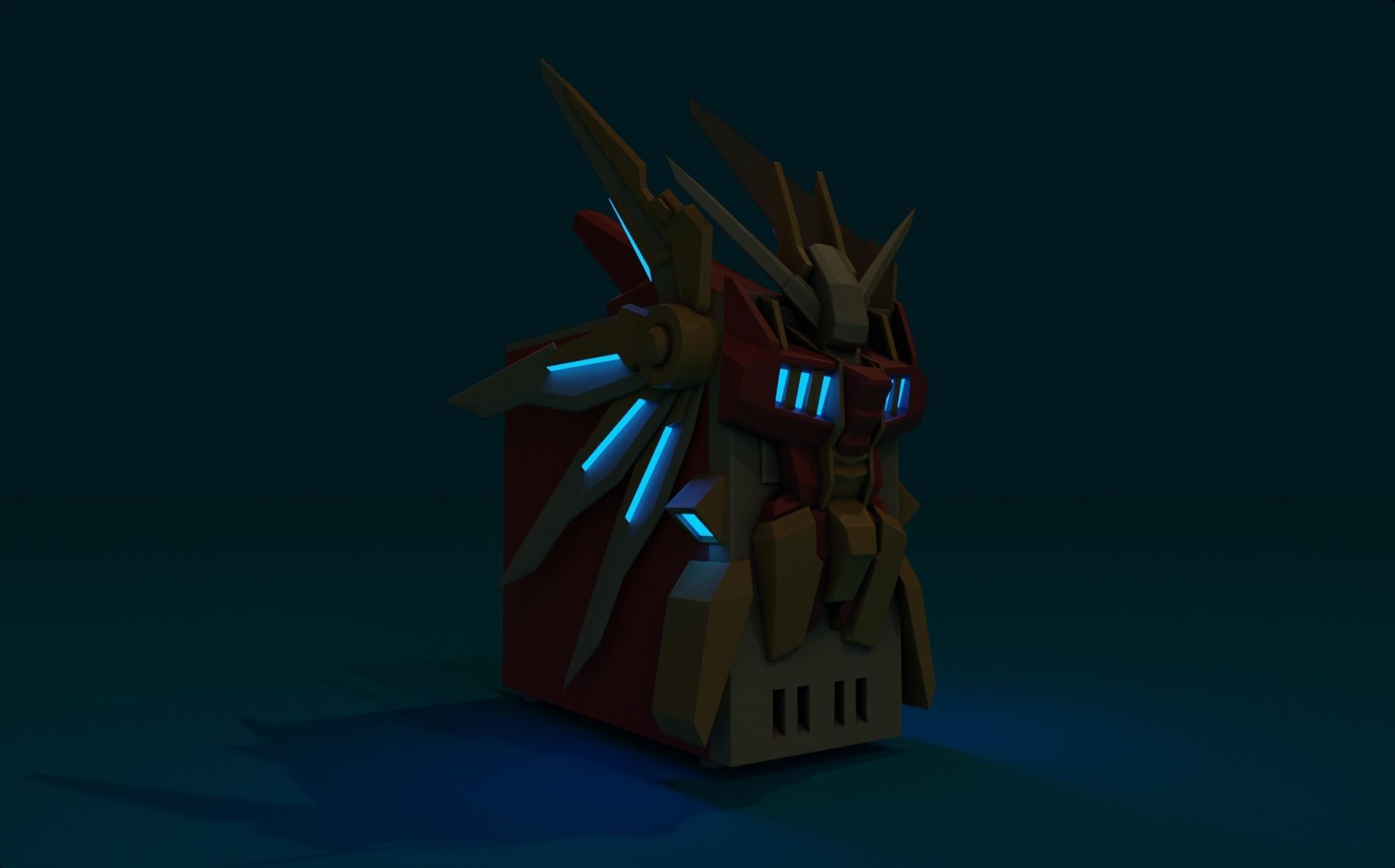 Custom pc case gundam mech cyber style computer lowpoly rgb Low-poly 3D model_3