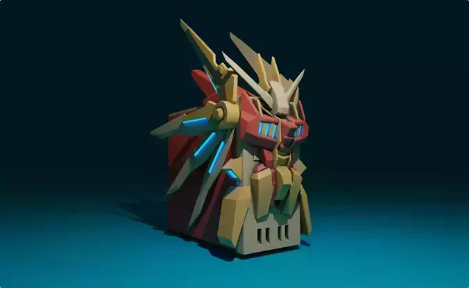 Custom pc case gundam mech cyber style computer lowpoly rgb Low-poly 3D model