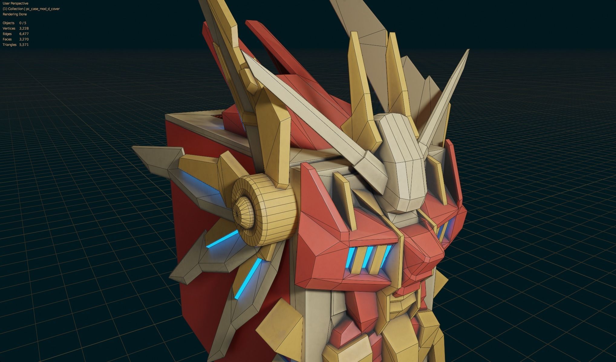 Custom pc case gundam mech cyber style computer lowpoly rgb Low-poly 3D model_10