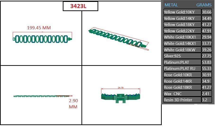 Diamond Bracelet 3D print model  3D print model_3