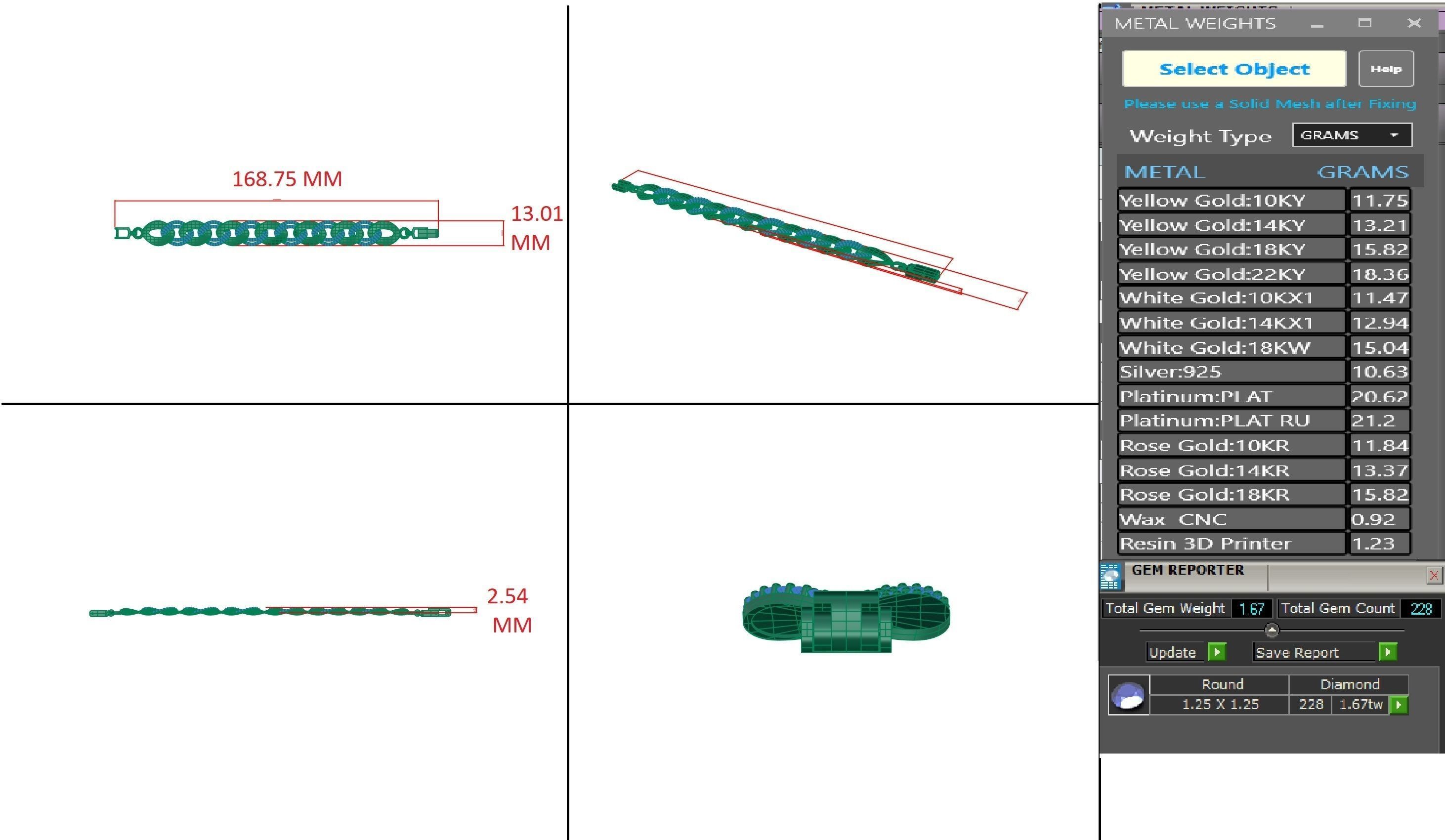 Diamond Bracelet 3D print model  3D print model_1